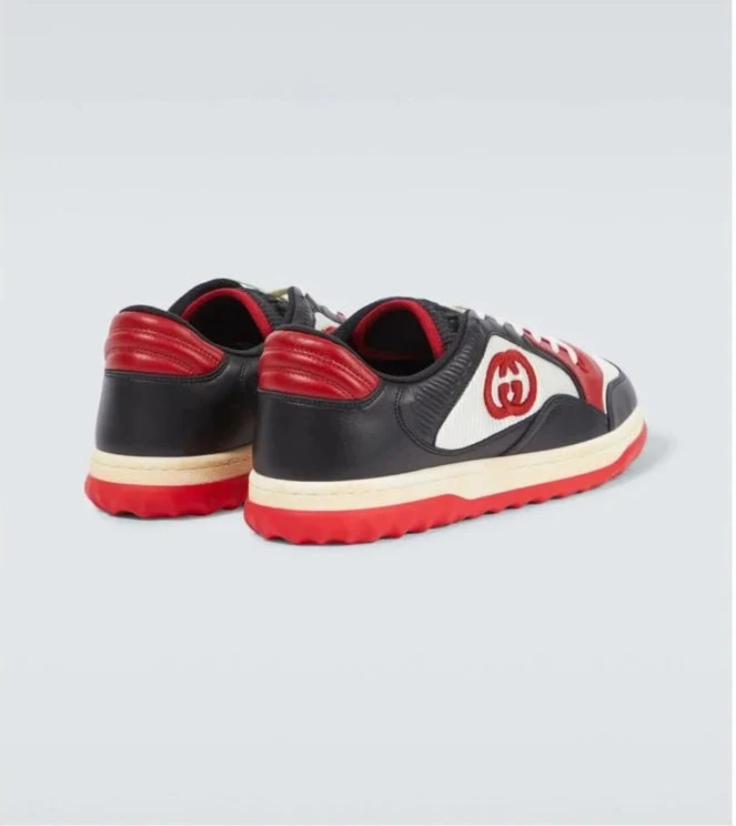 GUCCI || Men's GG Mac80 Black Technical Sneakers - Perforated Monogram Midsole - FASHION MYST