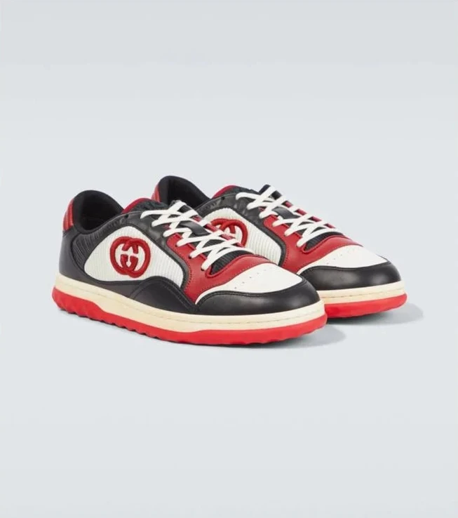 GUCCI || Men's GG Mac80 Black Technical Sneakers - Perforated Monogram Midsole - FASHION MYST