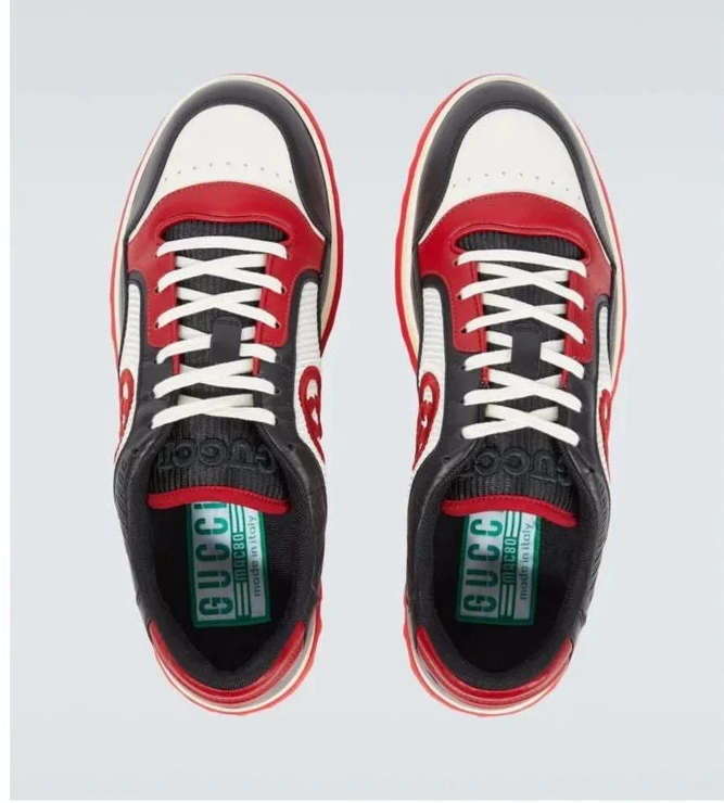 GUCCI || Men's GG Mac80 Black Technical Sneakers - Perforated Monogram Midsole - FASHION MYST