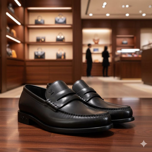 LOUIS VUITTON || Classic Black Leather Loafers | Made in Italy - FASHION MYST