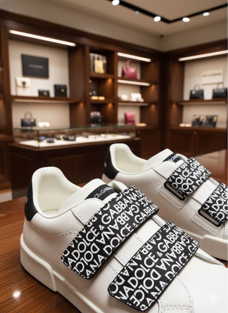 DOLCE & GABBNA || White Calfskin Portofino Sneakers In a Low-Top Silhouette - FASHION MYST