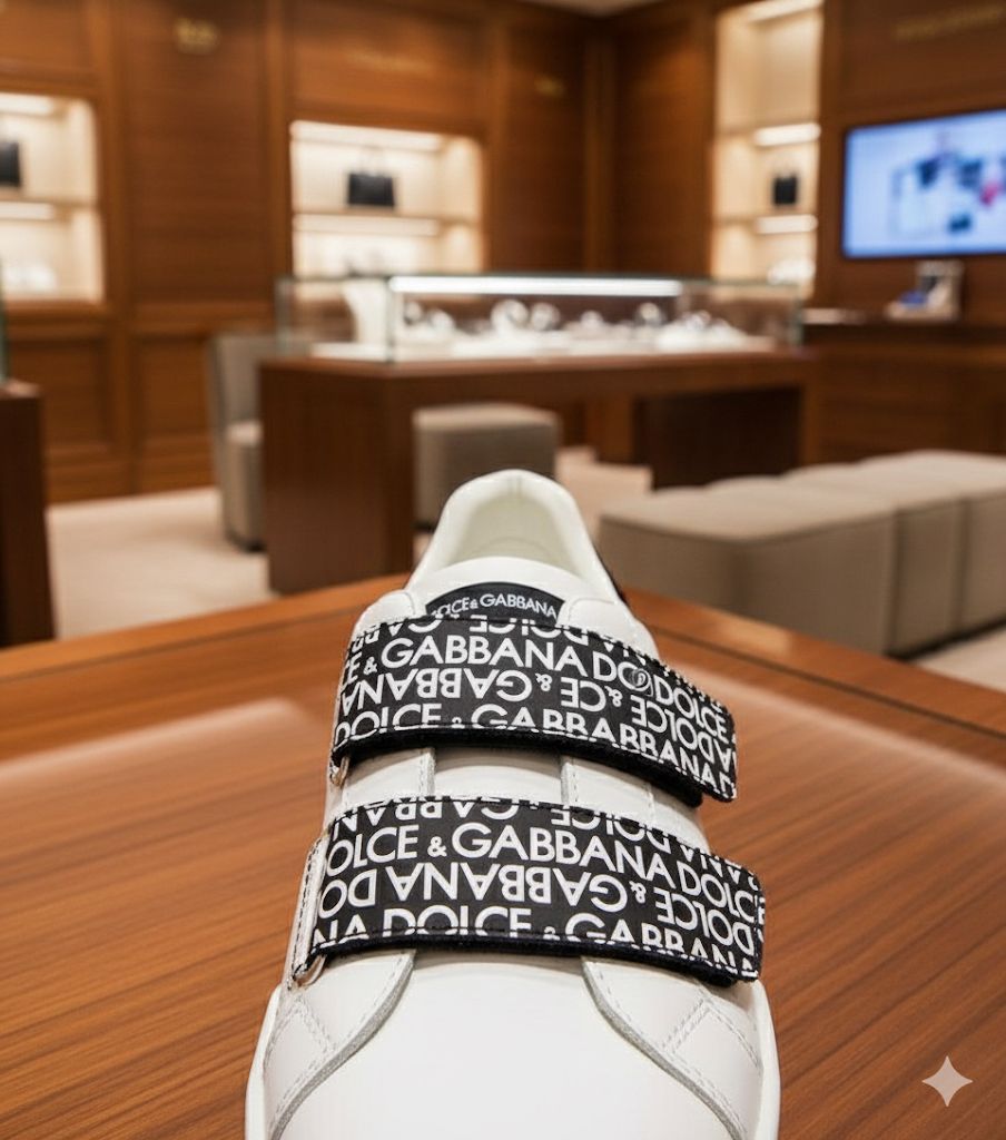 DOLCE & GABBNA || White Calfskin Portofino Sneakers In a Low-Top Silhouette - FASHION MYST