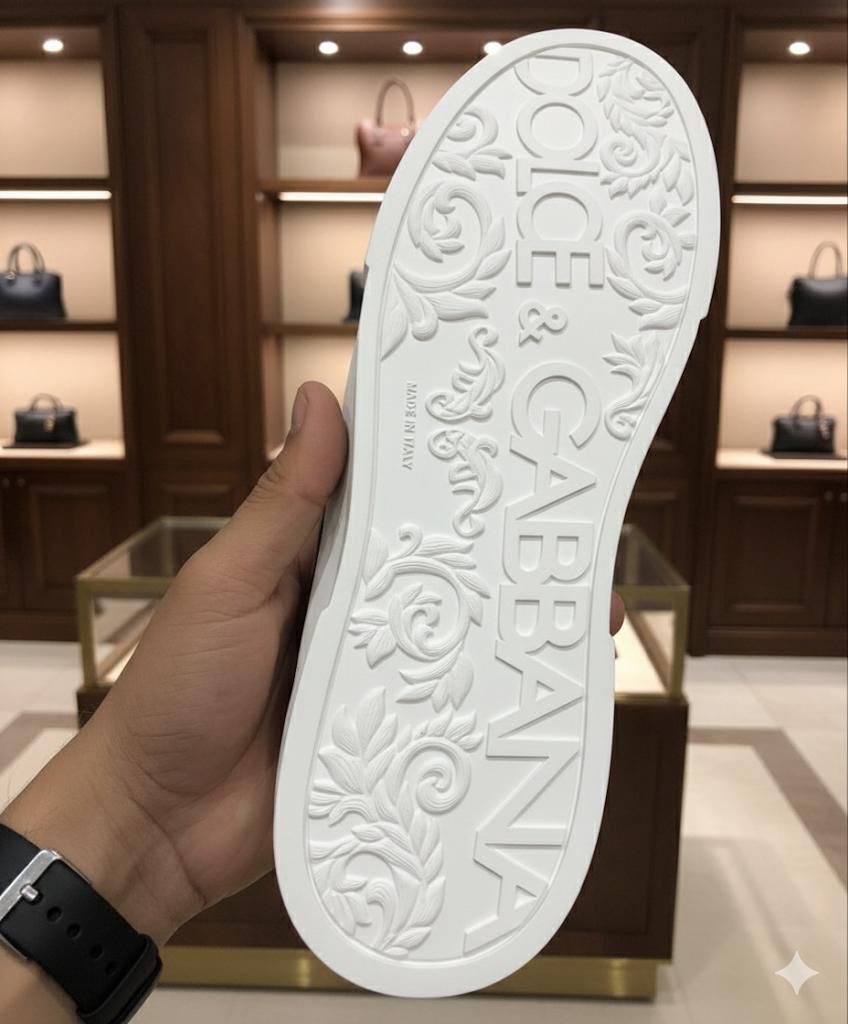 DOLCE & GABBNA || White Calfskin Portofino Sneakers In a Low-Top Silhouette - FASHION MYST