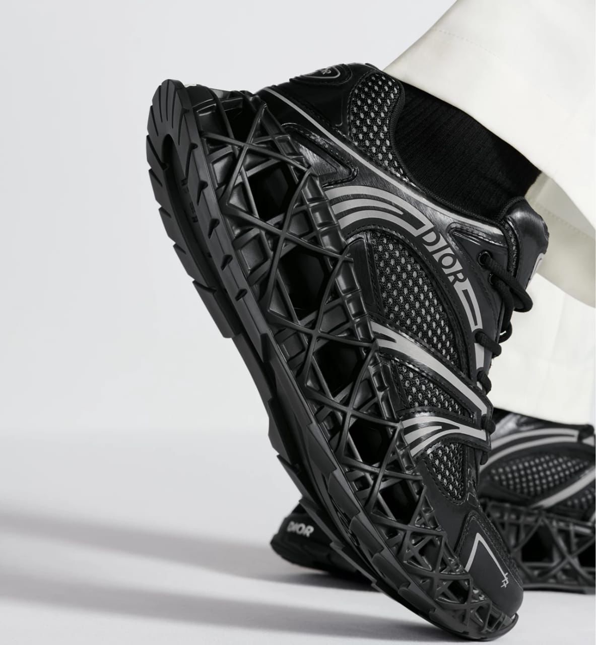 CHRISTIAN DIOR || B35 NXXT Sneaker in Black Technical Mesh and 3D Lattice Sole