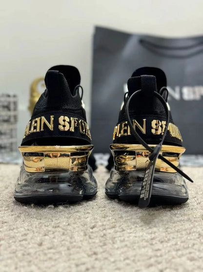 PHILIPP PLEIN || Plein Sport Tiger Attack Men’s Luxury Sneakers – Black & Gold Edition