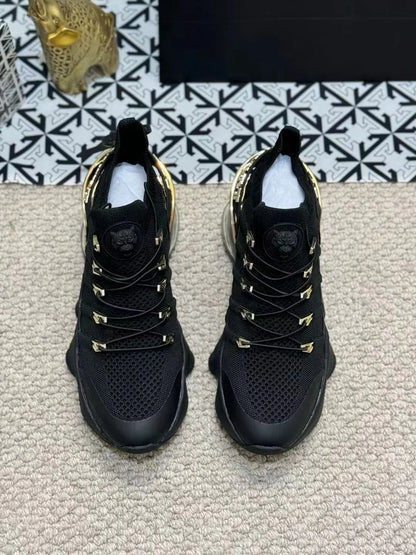 PHILIPP PLEIN || Plein Sport Tiger Attack Men’s Luxury Sneakers – Black & Gold Edition