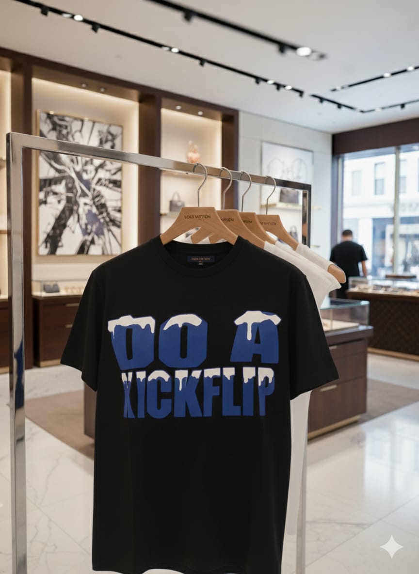 LOUIS VUITTON || Men’s Snow-Drip "Do A Kickflip" Cotton Tee