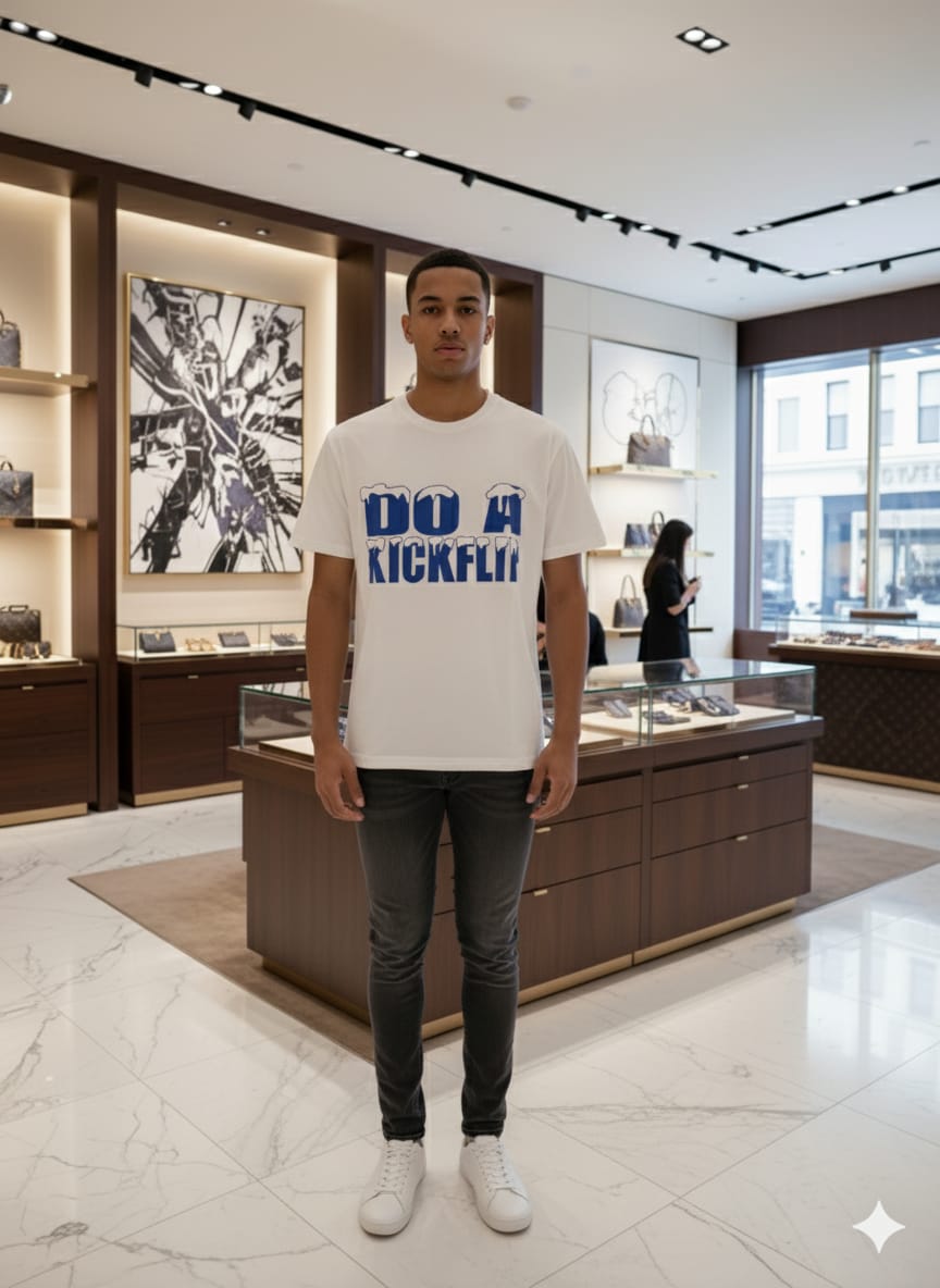 LOUIS VUITTON || Men’s Snow-Drip "Do A Kickflip" Cotton Tee