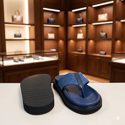 CHRISTIAN DIOR || Men’s Aqua Thong Sandals – Embroidered Logo Luxury Flip-Flops