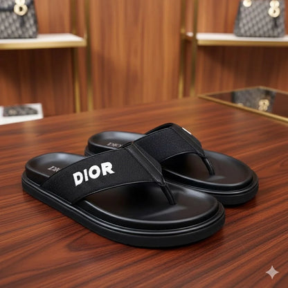 CHRISTIAN DIOR || Men’s Aqua Thong Sandals – Embroidered Logo Luxury Flip-Flops