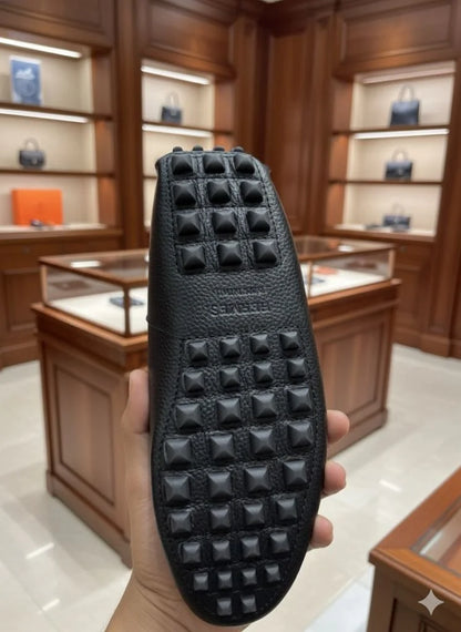 HERMES || Paris Men's Ancora Loafers – Black Grained Epsom Calfskin with Palladium Hardware