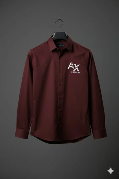ARM*NI EXCH*NGE || Armani Exchange Men's Logo Graphic Long-Sleeve Slim-Fit Casual Shirt