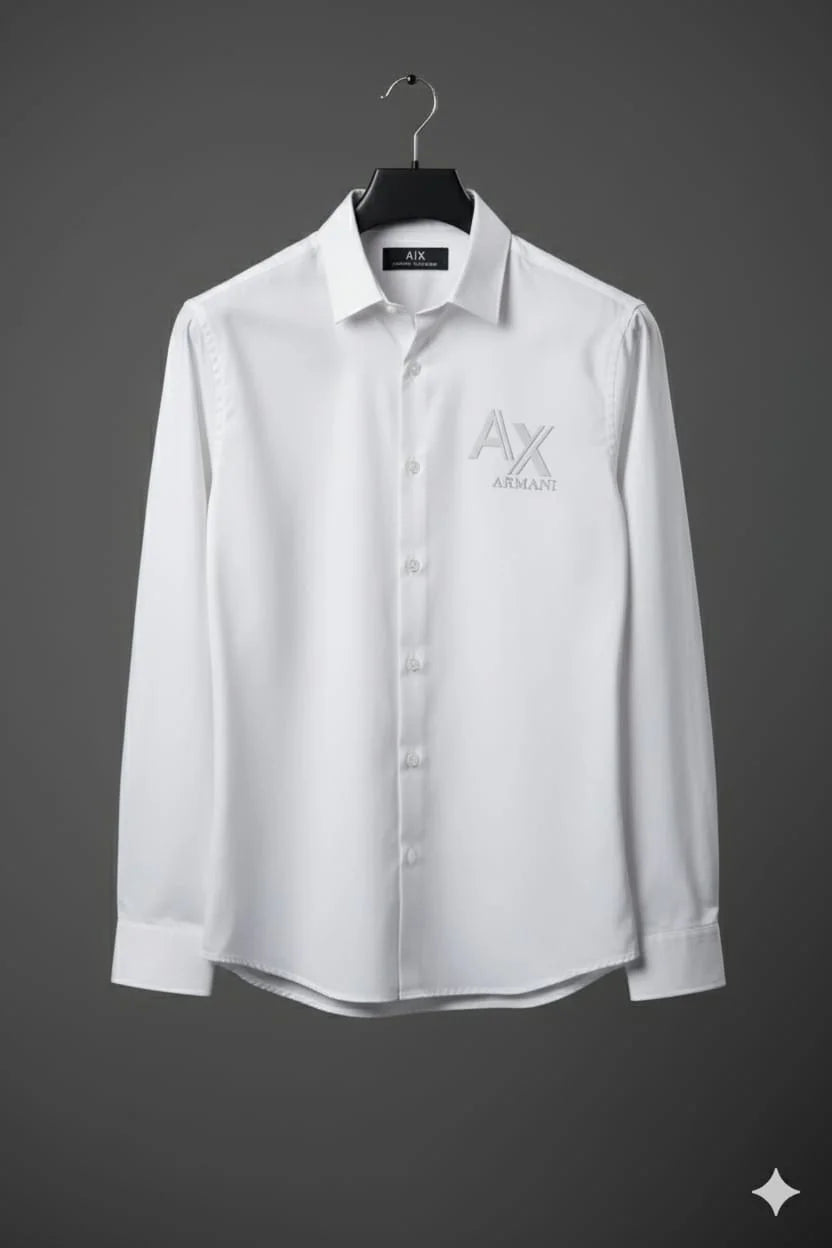 ARM*NI EXCH*NGE || Armani Exchange Men's Logo Graphic Long-Sleeve Slim-Fit Casual Shirt