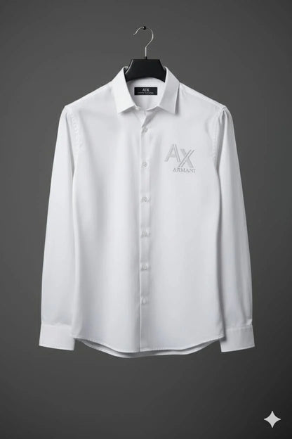 ARM*NI EXCH*NGE || Armani Exchange Men's Logo Graphic Long-Sleeve Slim-Fit Casual Shirt