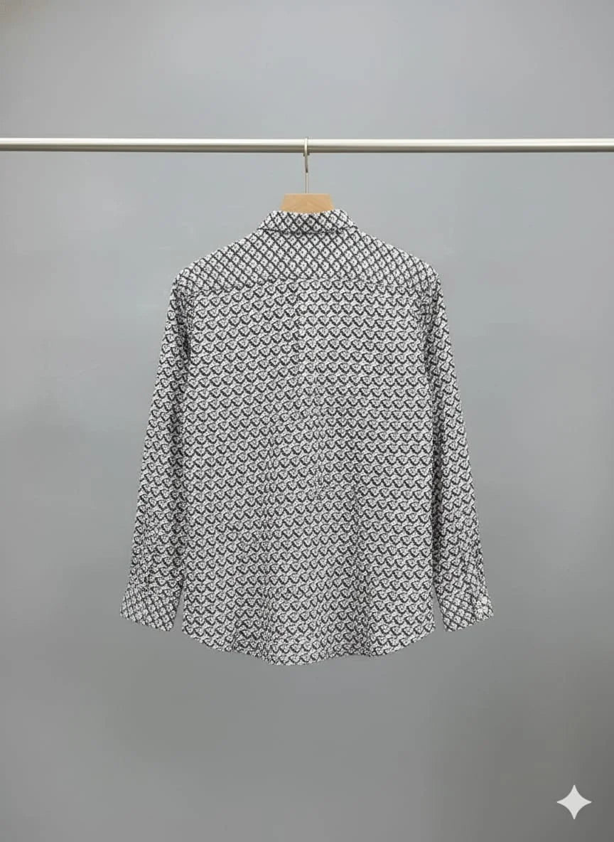 BURBERRY || Burberry Men’s Doberman Graphic Monogram Print Slim-Fit Cotton Shirt