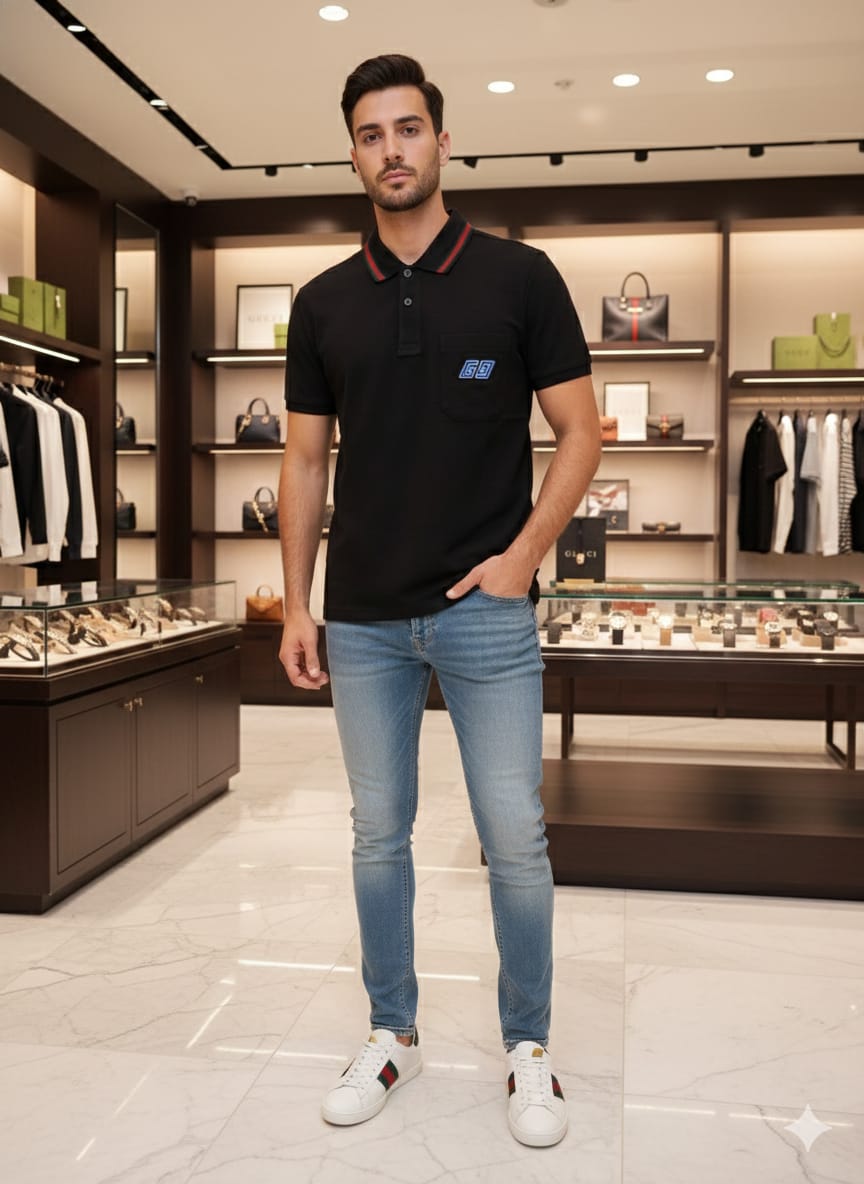 GUCCI || Square GG Piquet Polo T-Shirt