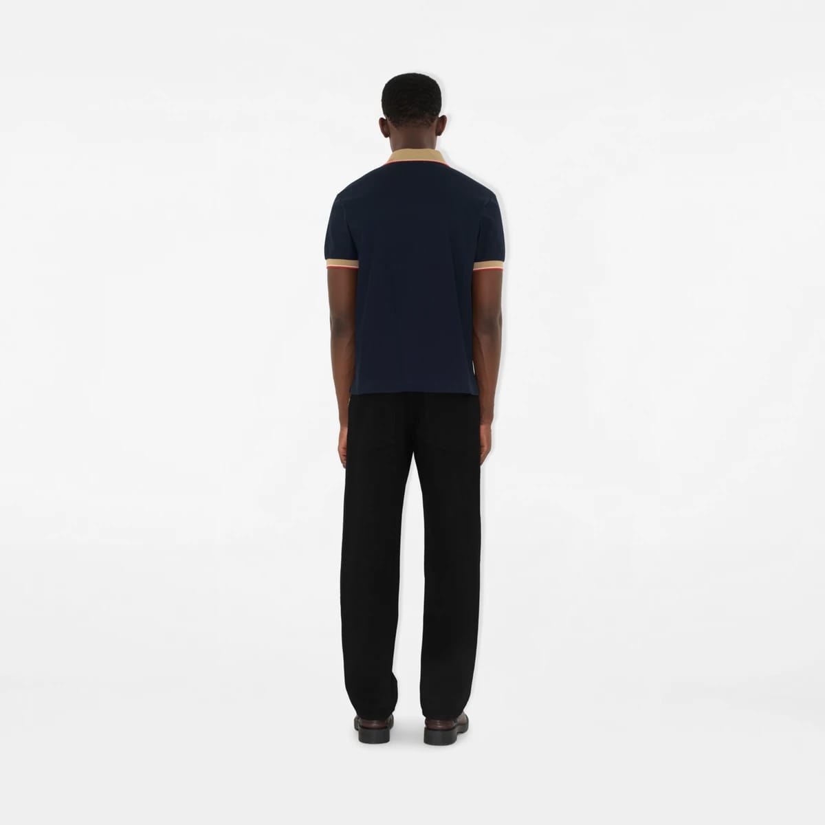 BURBERRY || Logo Collar Slim Fit Cotton Polo Shirt – Contrast Trim Pique Polo