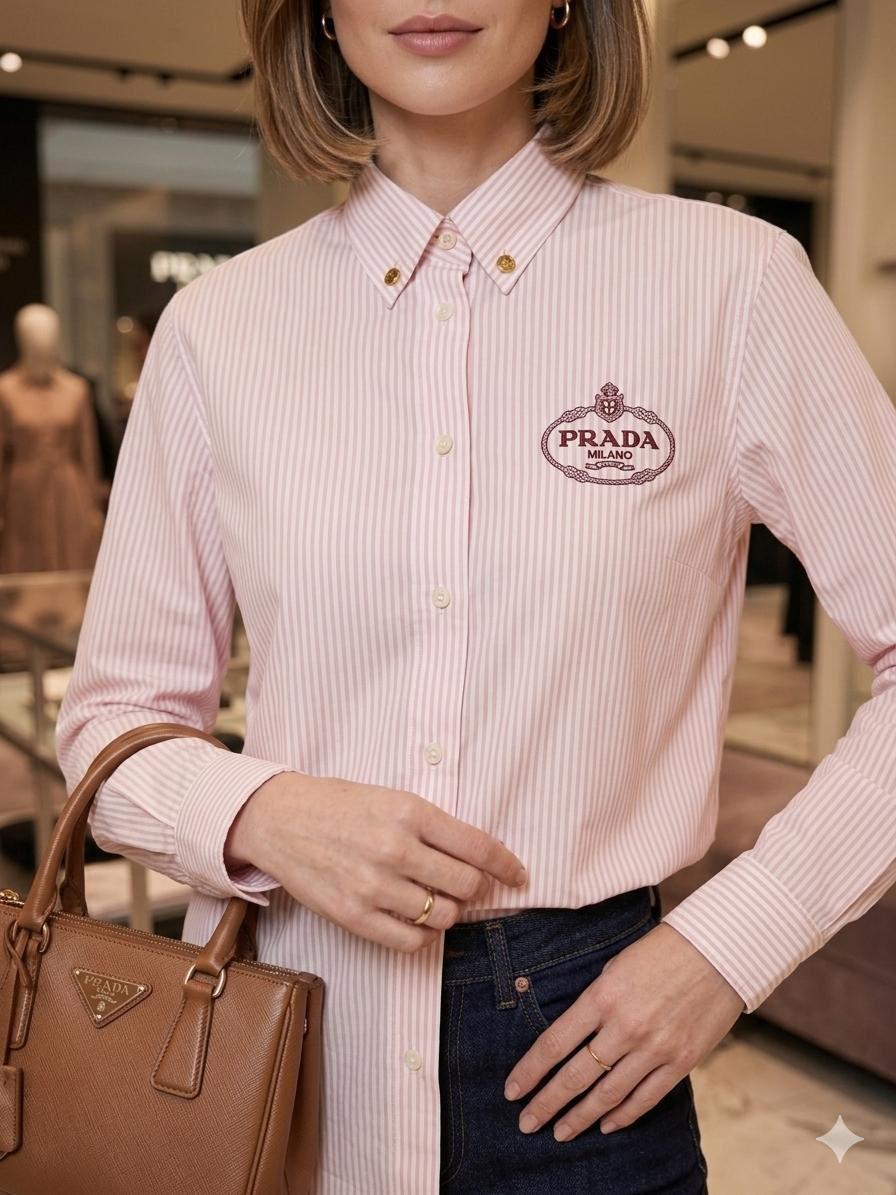 Prada Women's Premium Cotton Shirt in White – Product Shot	