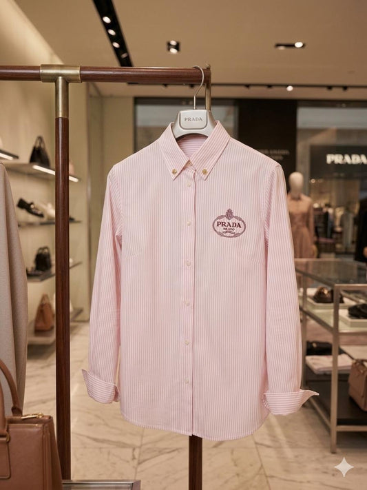 Prada White Shirt – Worn by Model Closeup	