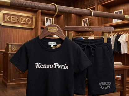Premium Kenzo Kids black co-ord set with embroidery and print work
