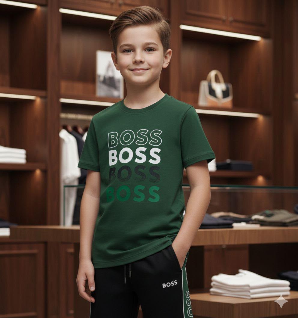 BOSS Kids green premium co-ord set for boys
