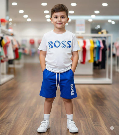 BOSS Kids white premium co-ord set for boys
