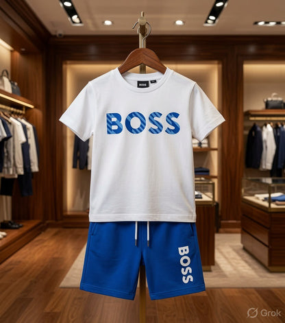 Boys BOSS white matching top and bottom casual co-ord outfit
