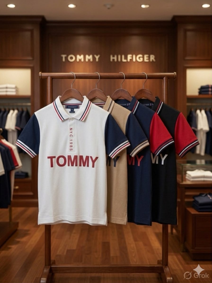 Tommy Hilfiger Kids cotton matty polo T-shirts in white, beige, navy, and black
