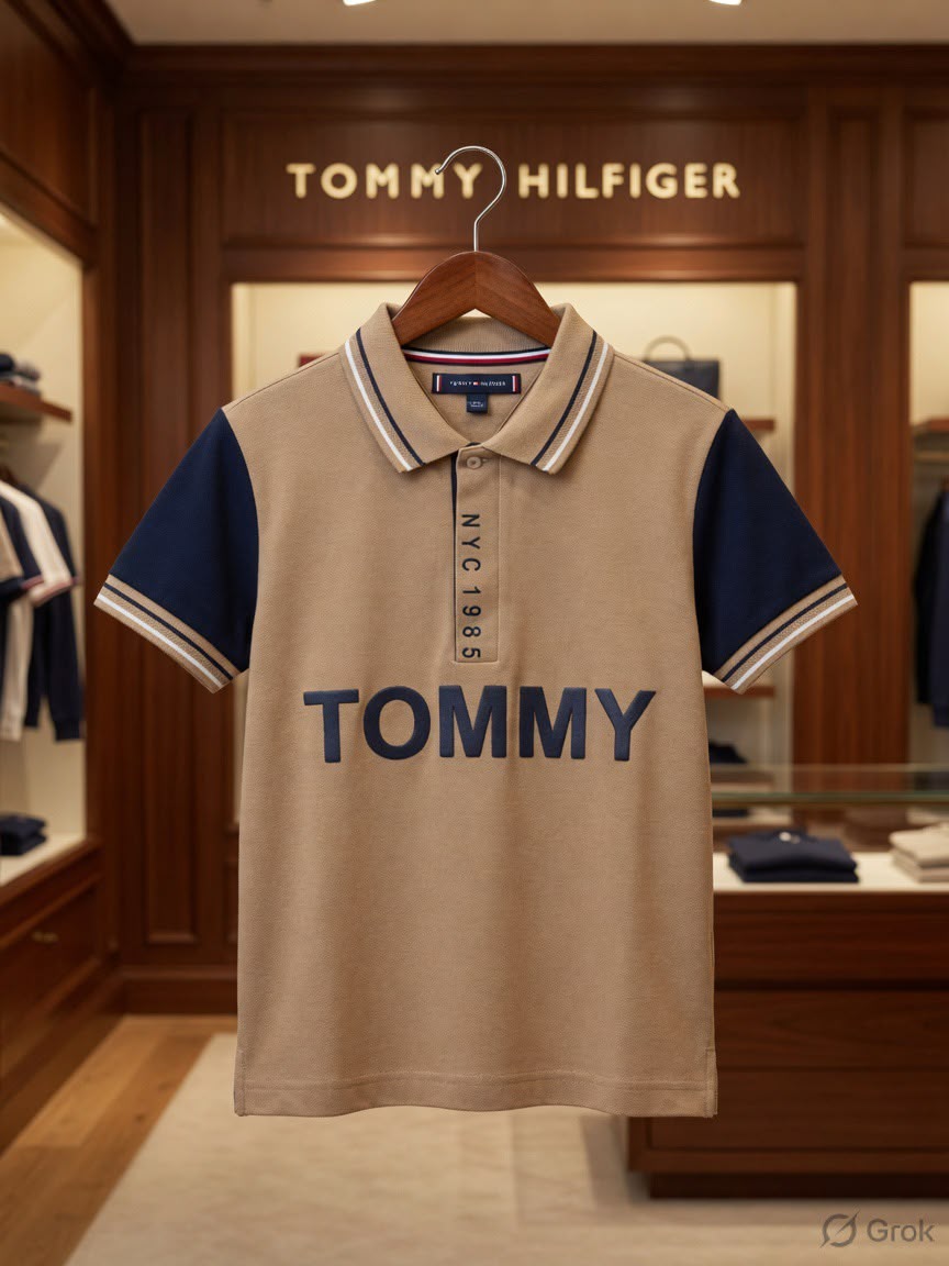 Tommy Hilfiger Kids beige cotton matty polo T-shirt for boys
