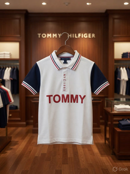 Tommy Hilfiger Kids white cotton matty polo T-shirt for boys
