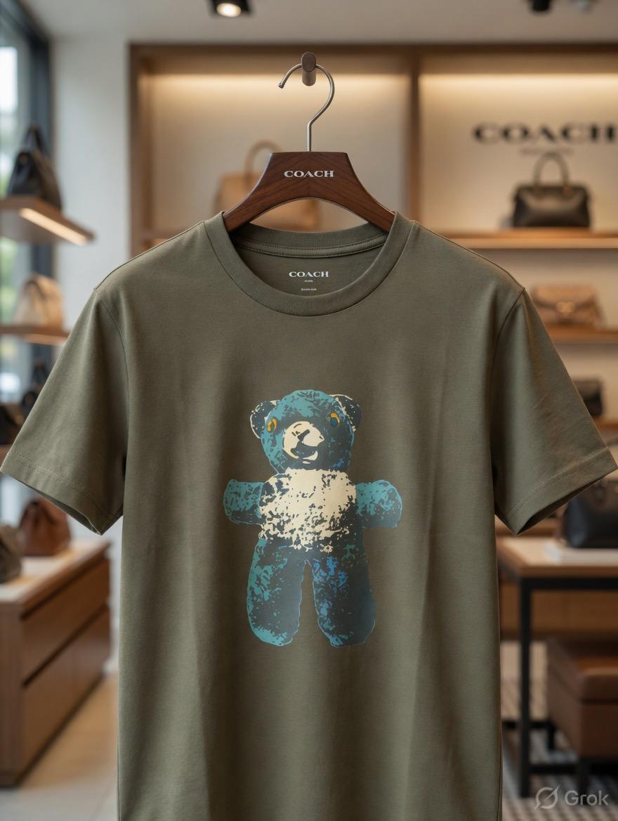 Coach Green Tee – Worn by Model Closeup	