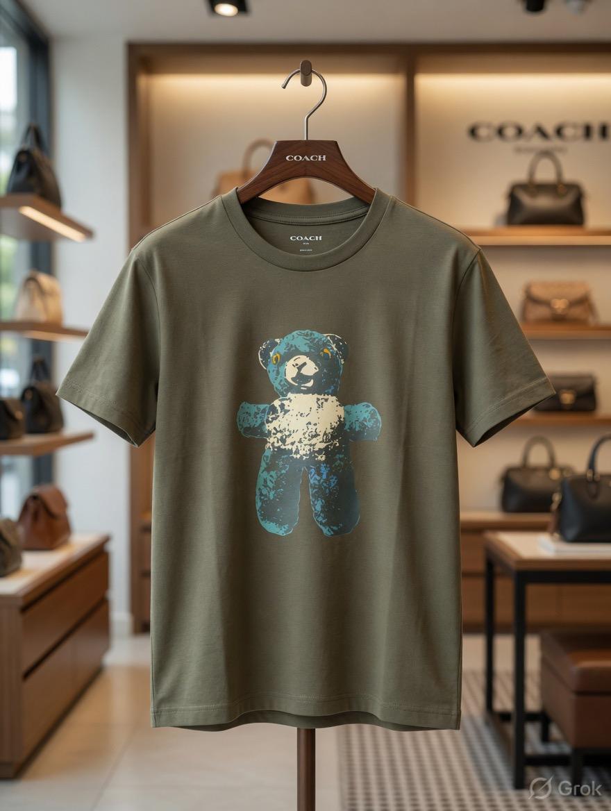 Coach Women's Crew Neck Tee in Green – Product Shot	