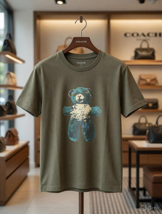 Coach Women's Crew Neck Tee in Green – Product Shot	