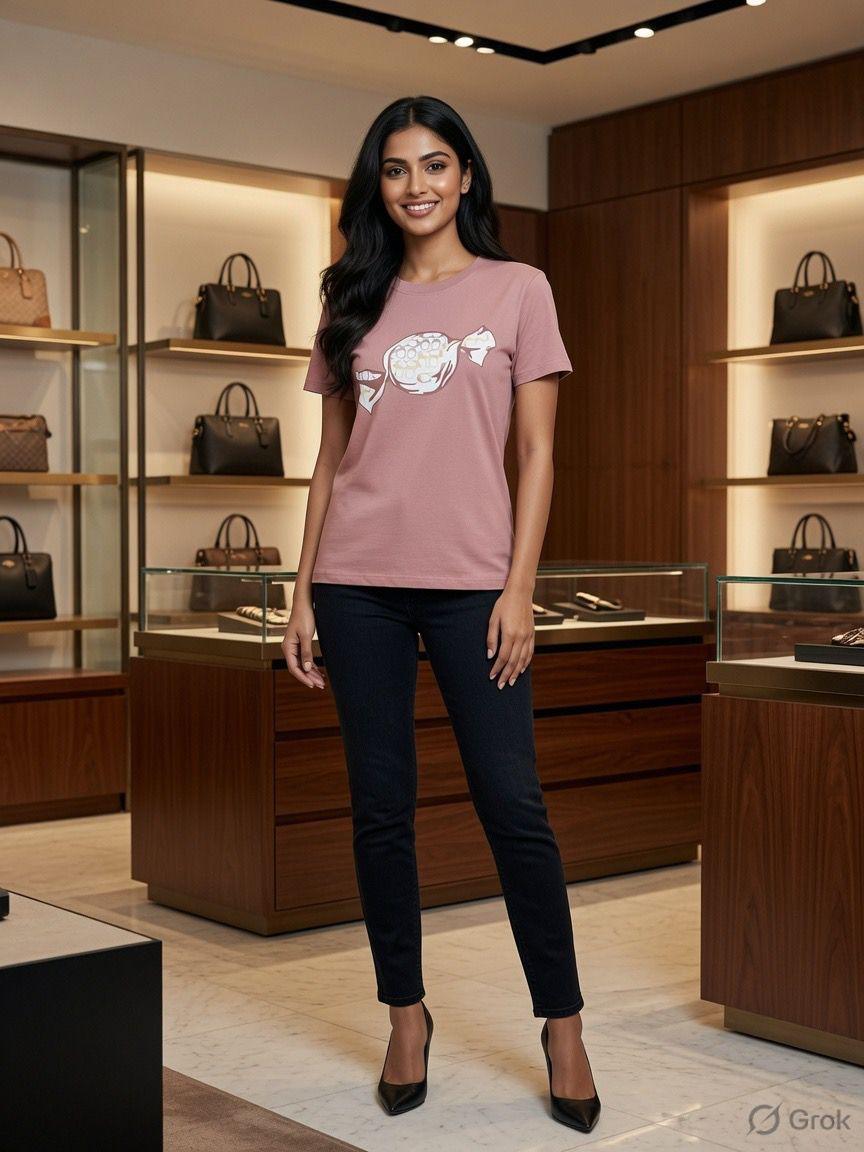 Coach Women's Crew Neck Tee in Lilac – Product Shot	