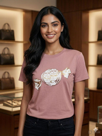Coach Lilac Tee – Worn by Model Distance Shot
