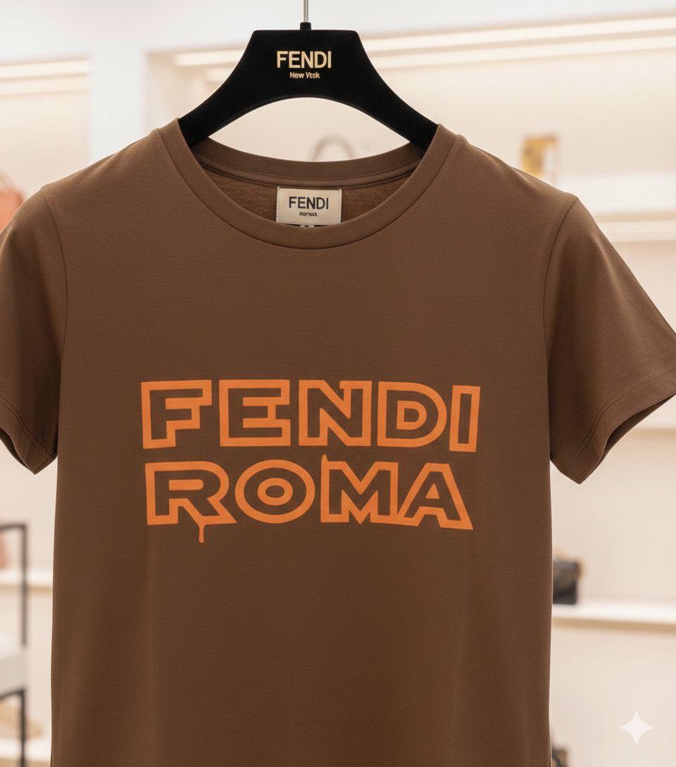 Fendi brown designer-inspired ladies cotton tee
