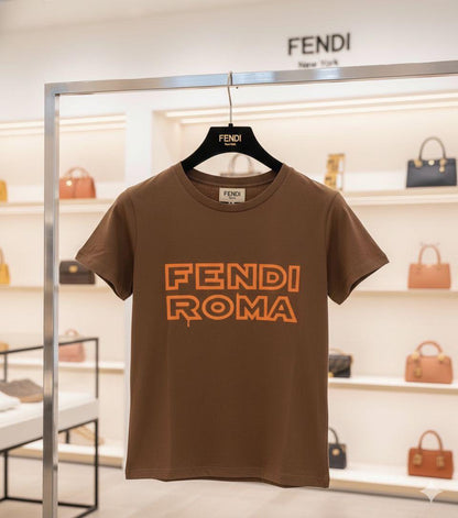 Fendi brown premium Italian cotton T-shirt for women
