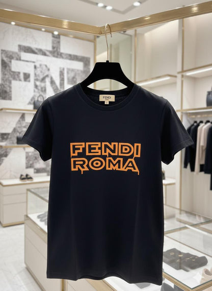 Fendi navy premium Italian cotton T-shirt for women

