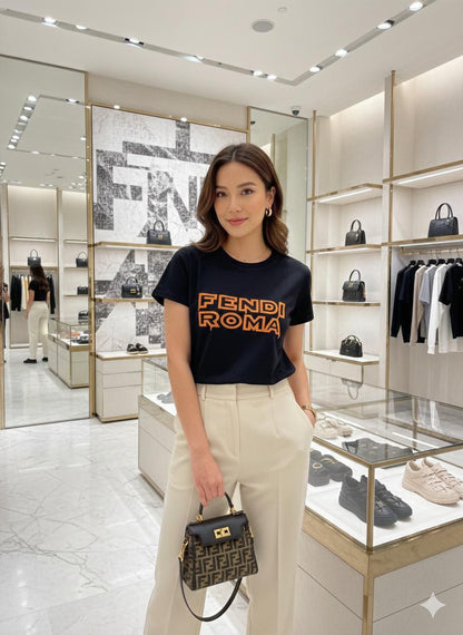Women's Fendi navy regular fit luxury T-shirt
