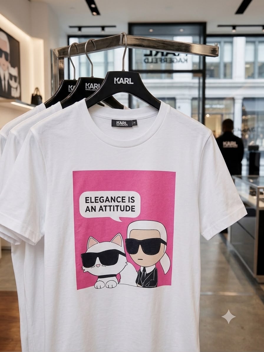 Designer-inspired Karl Lagerfeld white casual T-shirt
