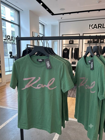 Designer-inspired Karl Lagerfeld teal blue casual T-shirt
