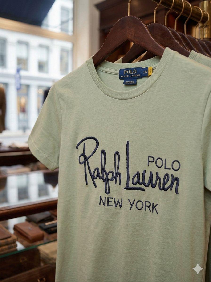 Premium Ralph Lauren light green cotton T-shirt for women
