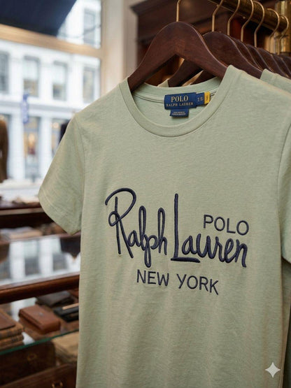 Premium Ralph Lauren light green cotton T-shirt for women
