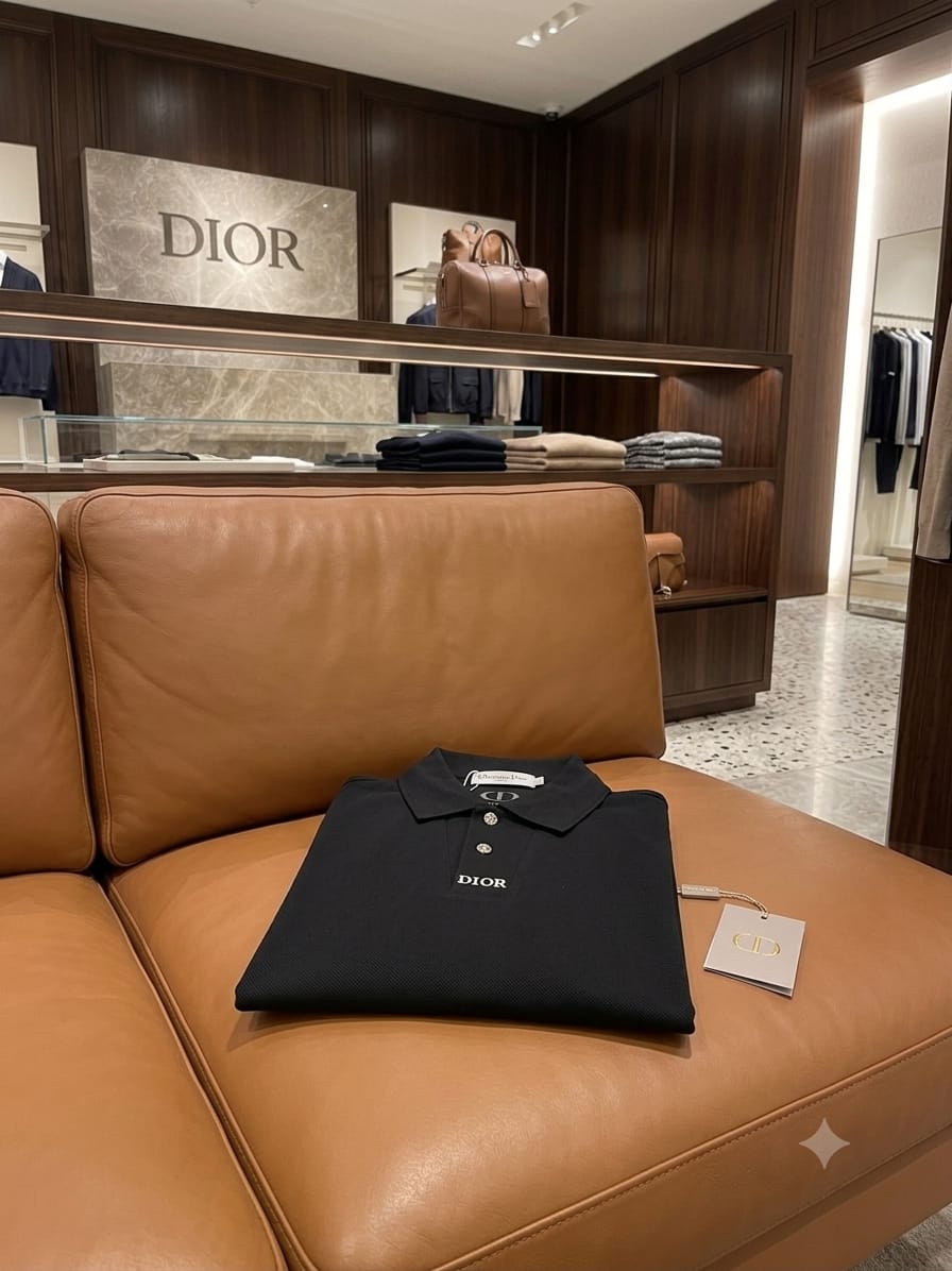 Men's Dior black premium zip polo t-shirt in Japanese stitchless fabric
