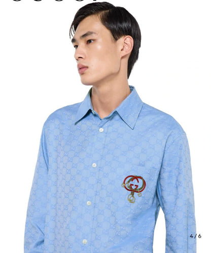 Front view of Gucci premium polo shirt with classic collar
