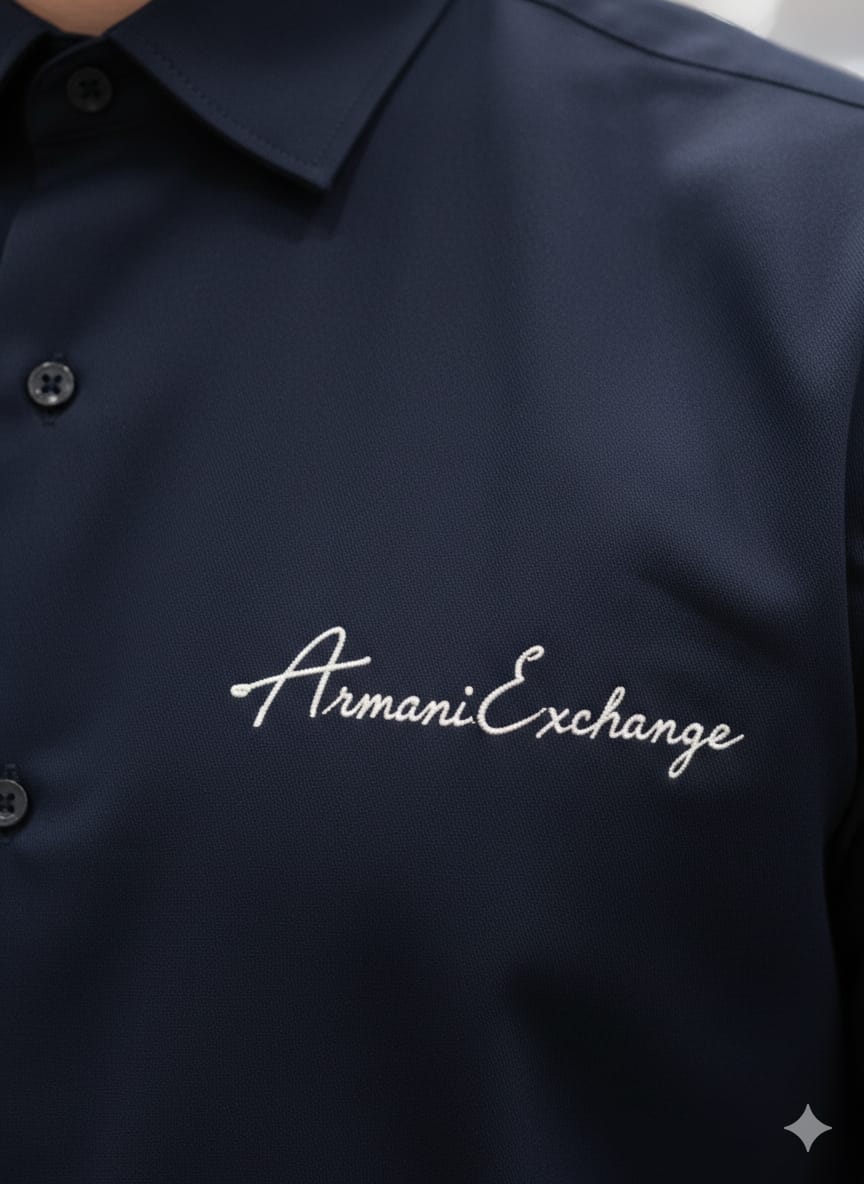 Armani navy casual shirt for office and everyday wear
