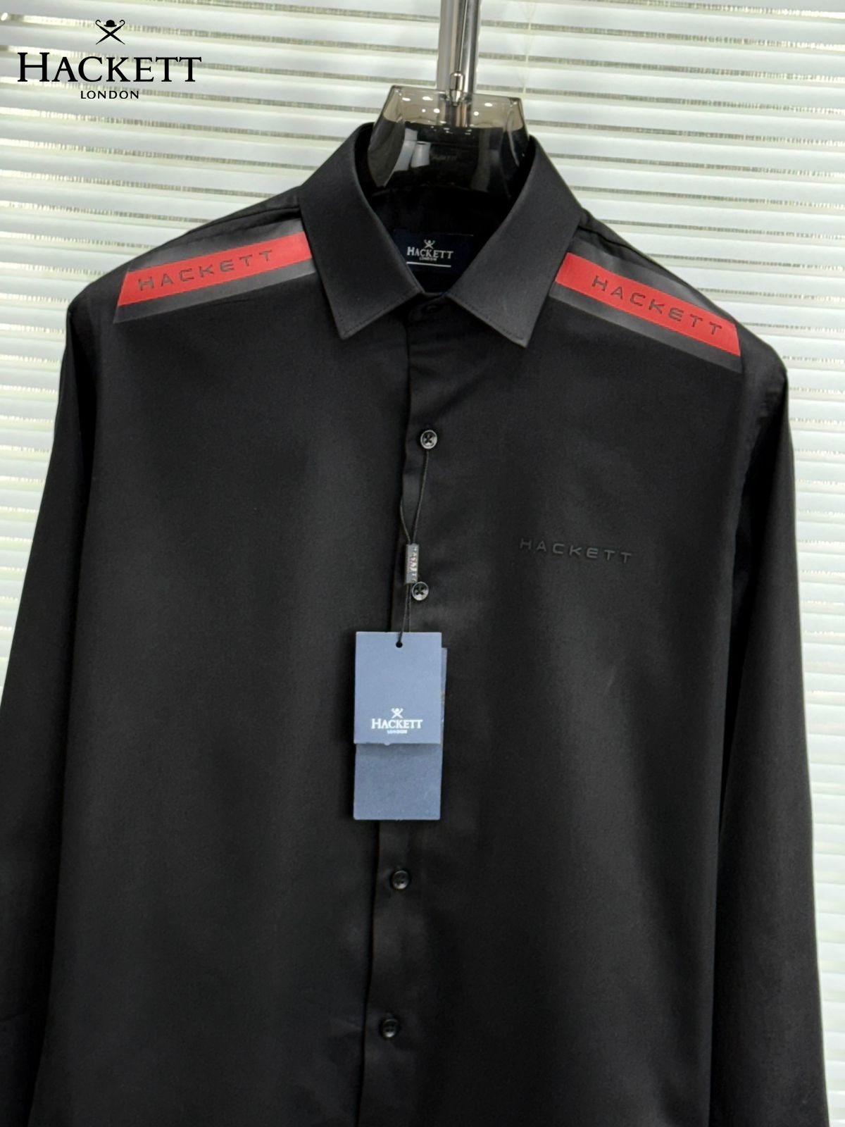 Hackett London black premium cotton shirt for men regular fit
