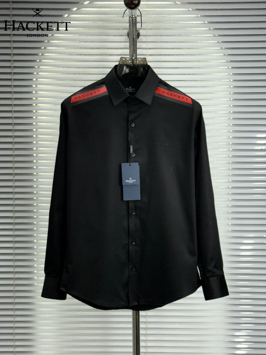 Men's Hackett London black full sleeve cotton shirt for office and casual wear
