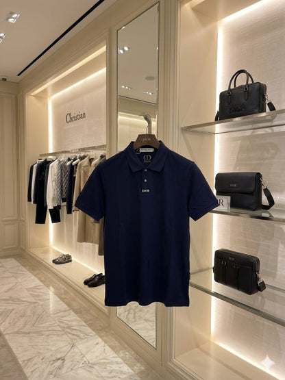 Men's Dior navy premium polo t-shirt with Japanese stitchless fabric

