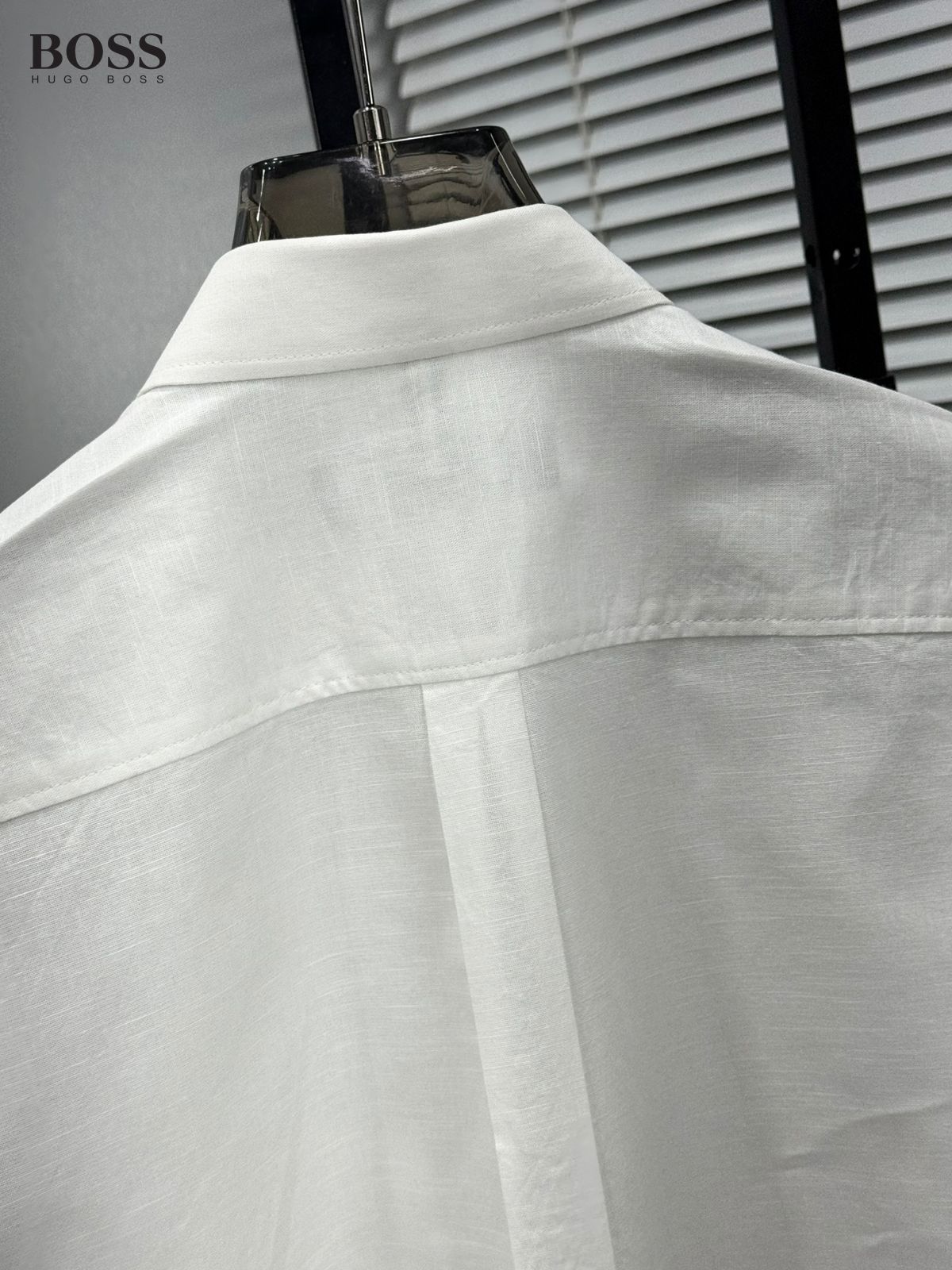 BOSS white premium linen cotton shirt for men regular fit
